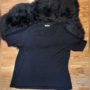 Black Retrology Sexy Open Criss Cross Short Sleeve Top Women's Size 1X